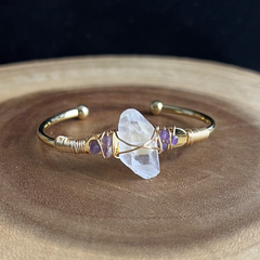 Crystal Quartz & Amethyst Bangle
