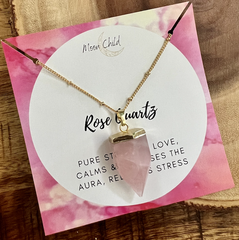 Large Gold Rose Quartz Pendant ~ "Love & Tranquility"