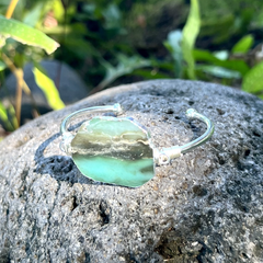 Green Chrysoprase Silver Bangle Cuff Bracelet