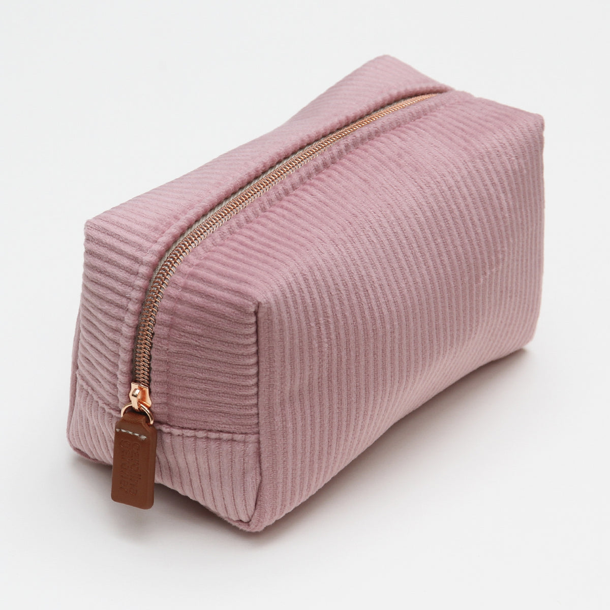 Pink Jumbo Cord Cube Cosmetic Bag